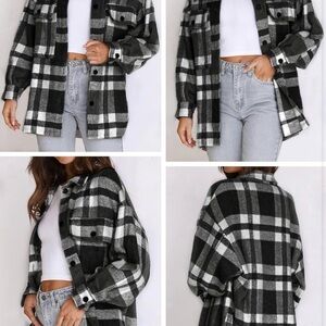 Women's plaid Black and White Shacket